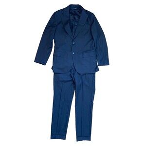 Vakko Made in Italy Two Piece Suit Men's 48R Blue 100% Wool Work Career Wedding